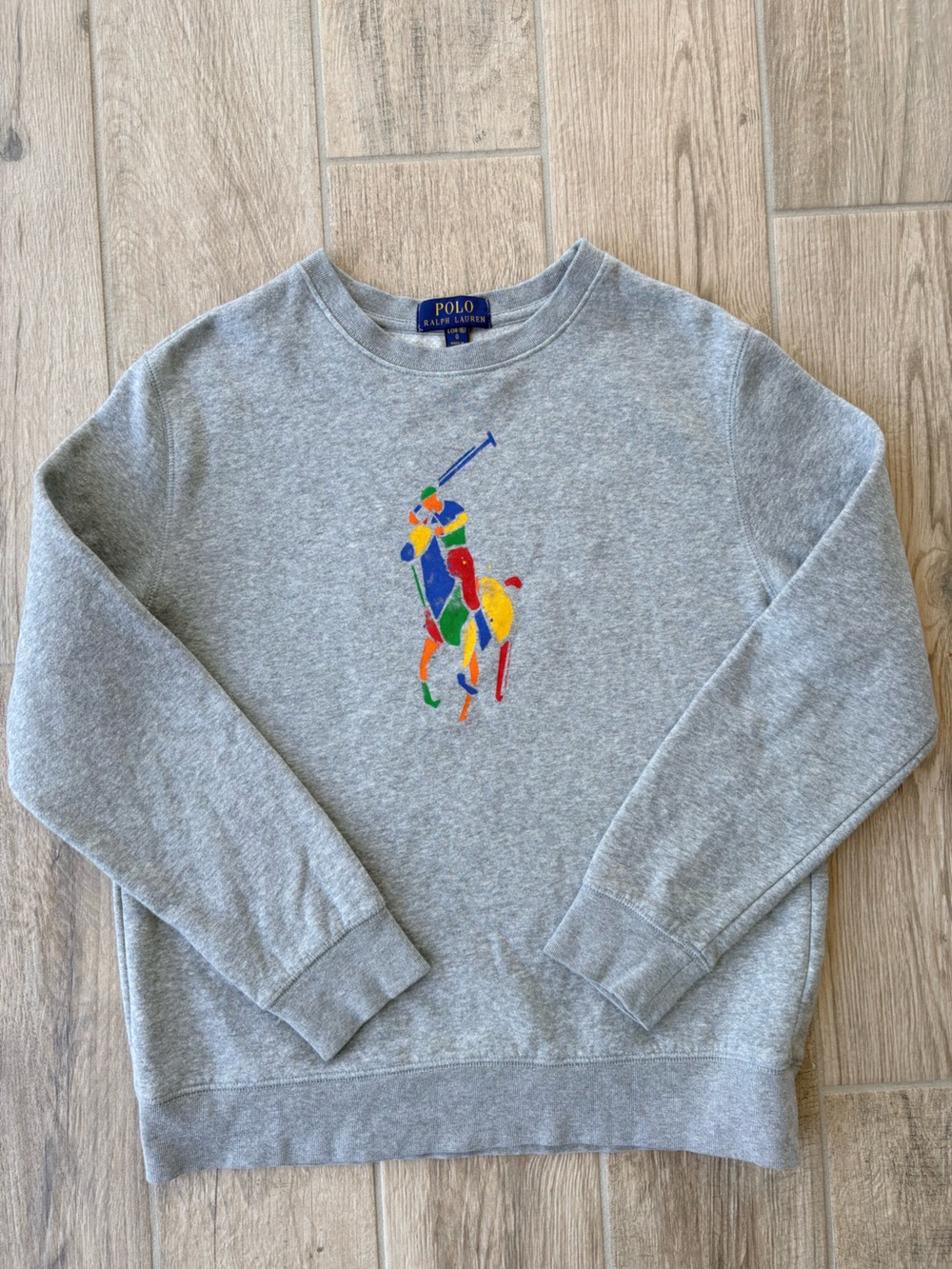 Polo by Ralph Lauren Boys Crewneck Sweatshirt Abstract Big Pony Size Lg 14-16